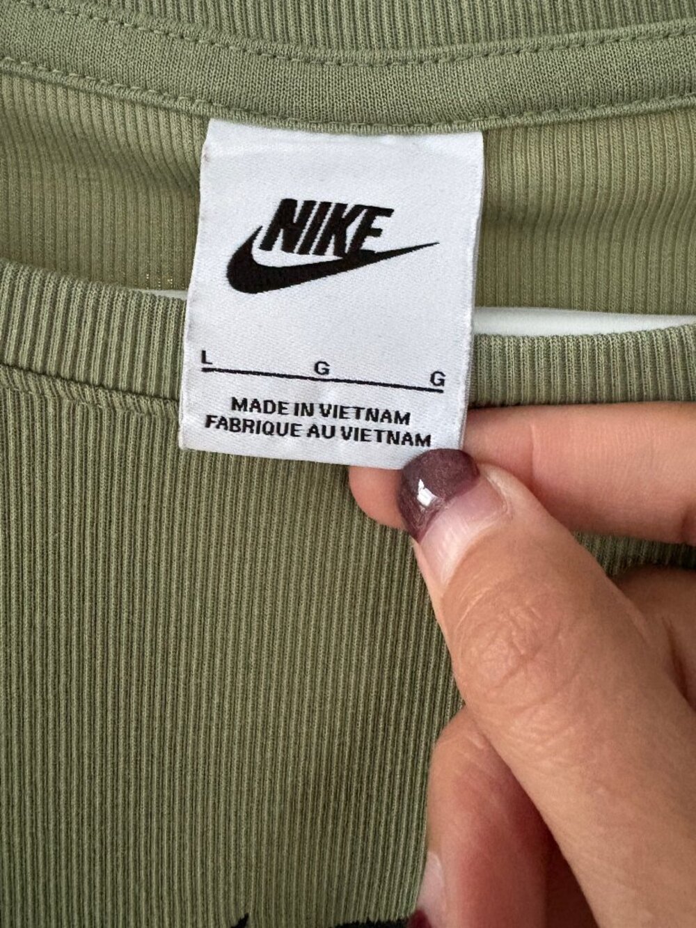 Nike swoosh ruched side ribbed long sleeve top sage green women's size L - Picture 5 of 6